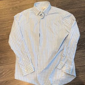 Peter Millar Blue and White Checkered Casual Button Down Shirt